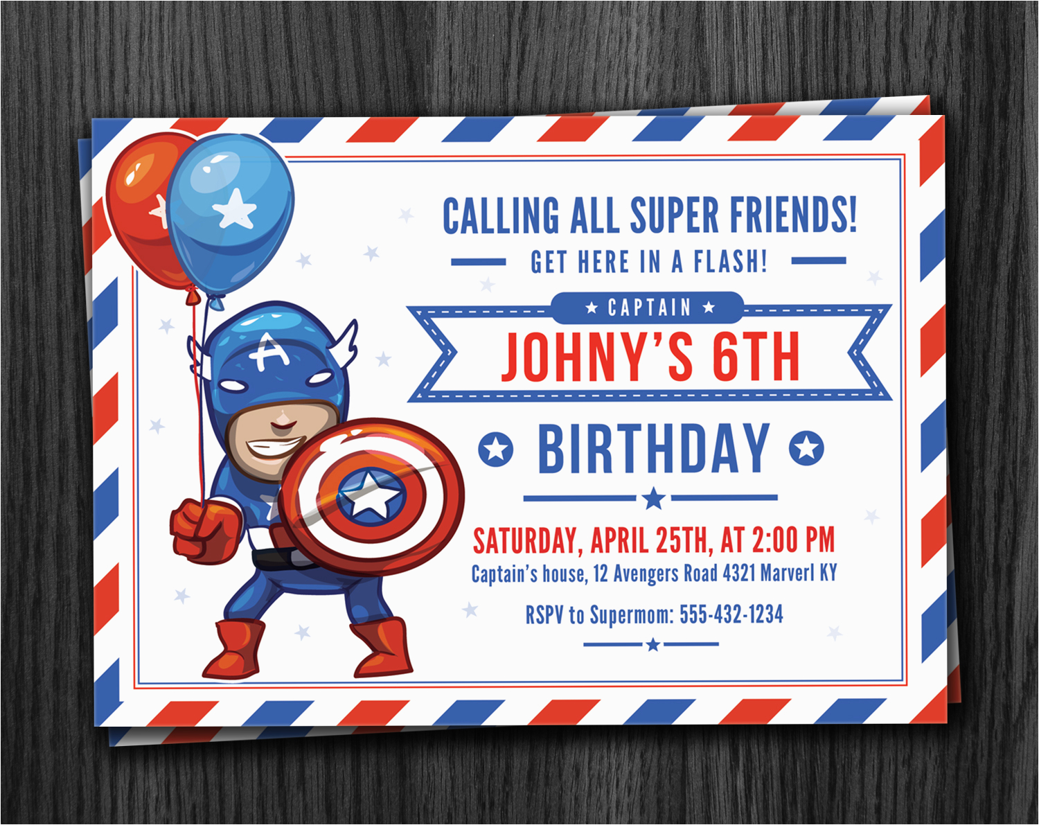 Captain America Birthday Party Invitations Captain America Birthday Invitation Download