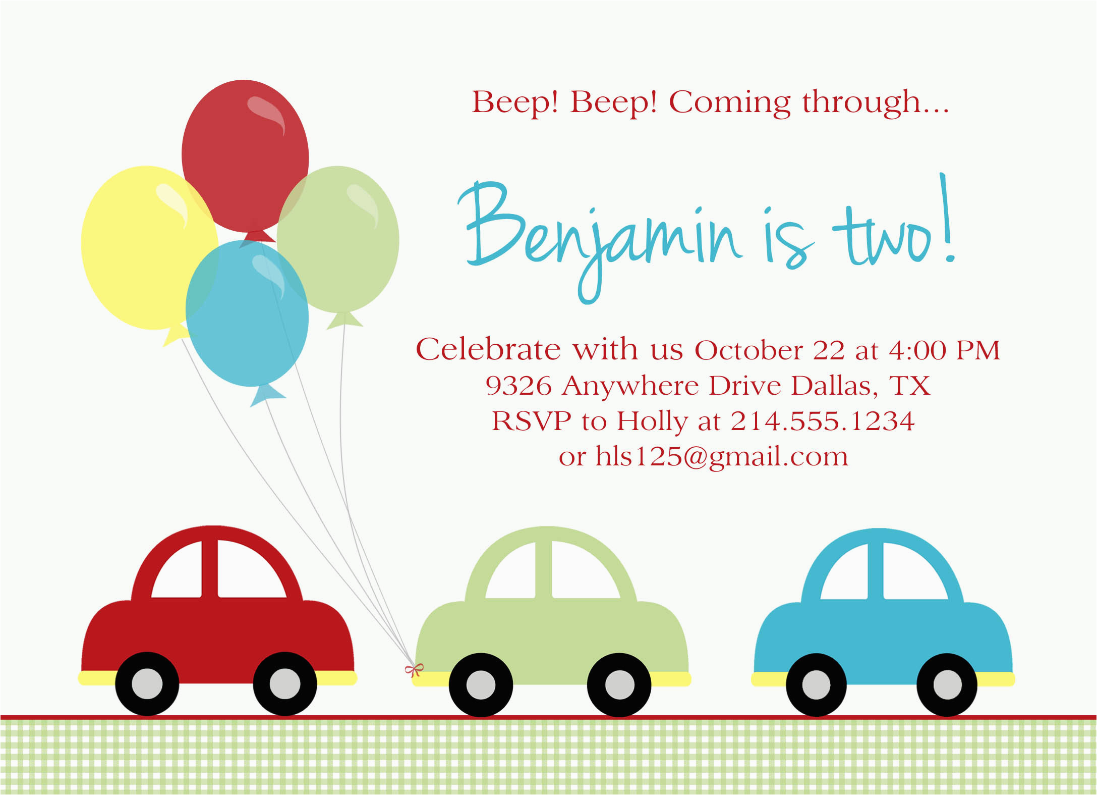 Car themed Birthday Invitations Car Birthday Party Paloma Paper Designs