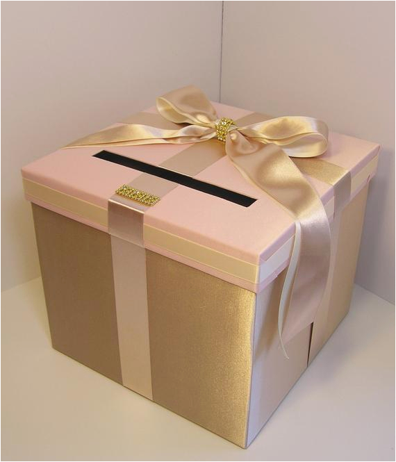 Card Box for Birthday Party Wedding Card Box Champagneblush Pink and Ivory by Bwithustudio