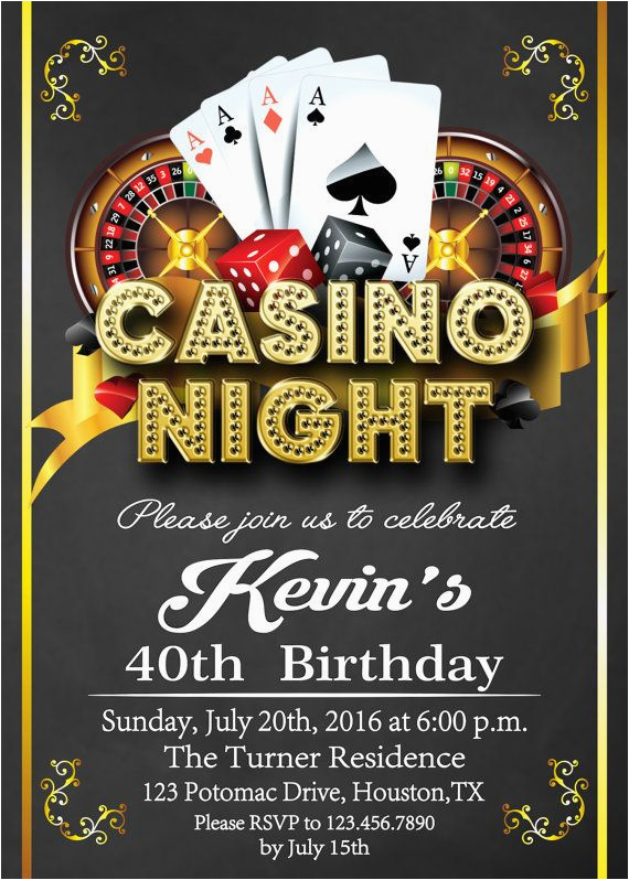 Casino themed Birthday Invitations Casino Invitation Casino Party Invitations Casino