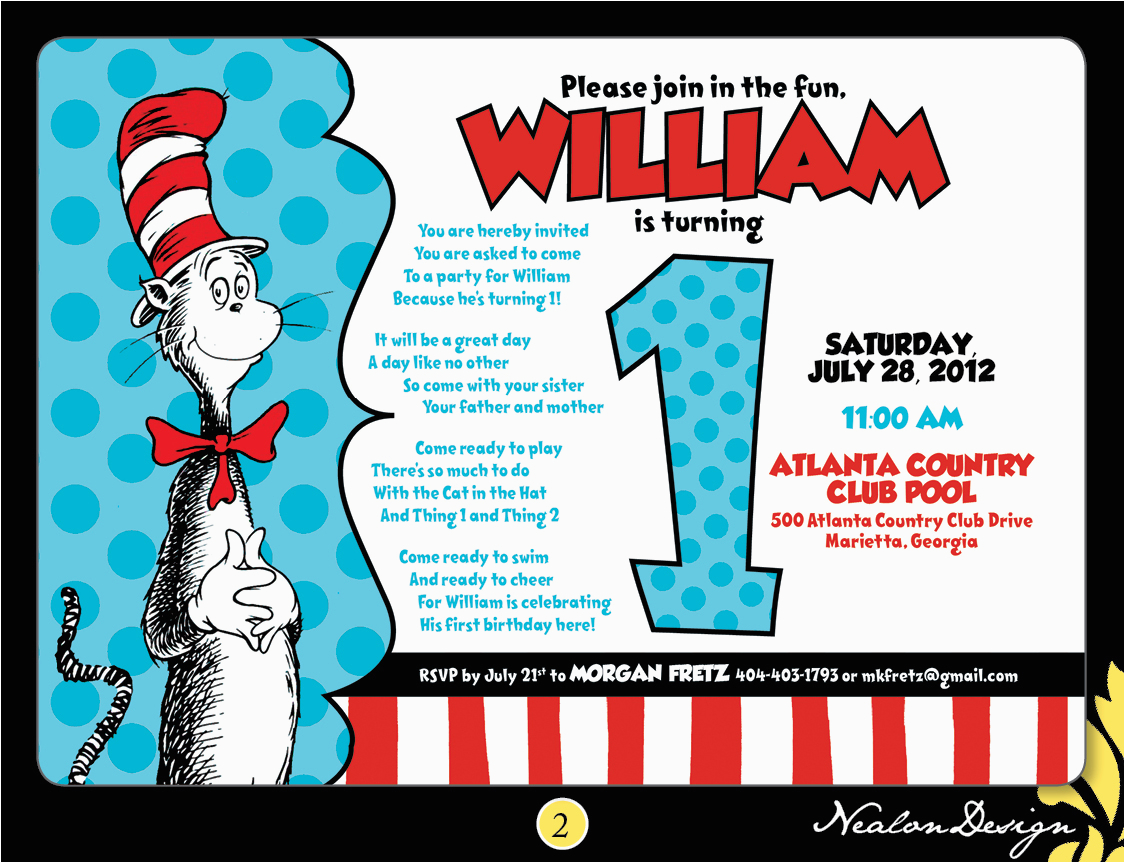 Cat and the Hat Birthday Invitations Cat In the Hat Birthday Quotes Quotesgram