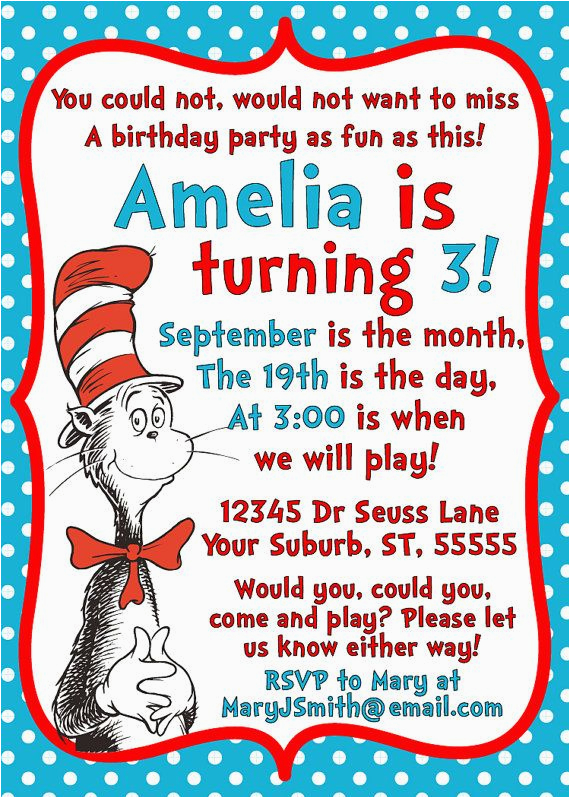 Cat In the Hat Birthday Party Invitations Dr Seuss Cat In the Hat Invitation Printable 5×7 Cat In the Hat Birthday Party Invitations Dr Seuss Cat In the Hat Invitation Printable 5×7