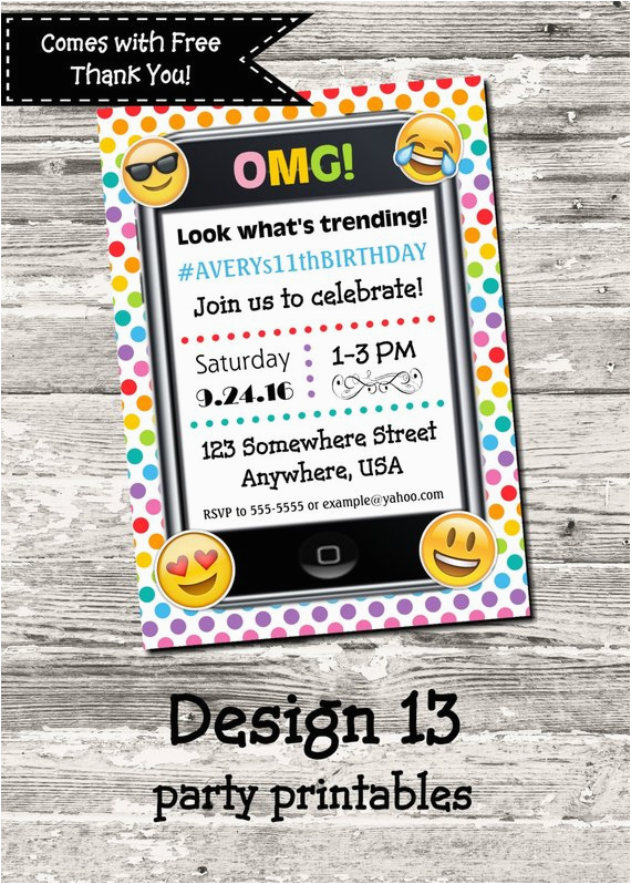 Cell Phone Birthday Invitations Emoji Cell Phone Trending Birthday Party Invitation