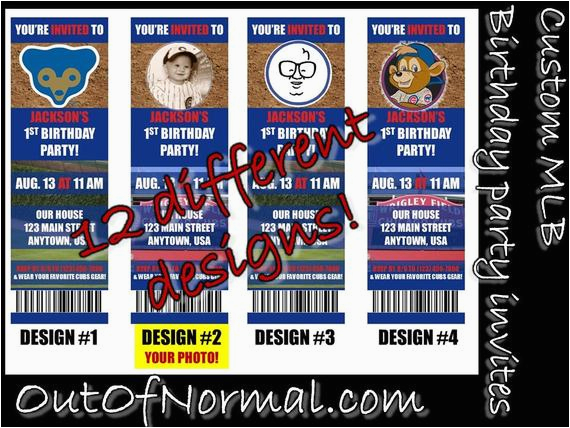 Chicago Cubs Birthday Invitations Chicago Cubs themed Birthday Invitation Tickets Baseball