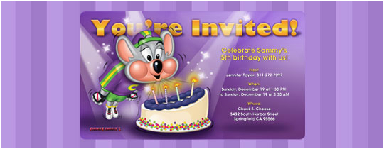 Chuck E Cheese Birthday Invitation Template Kids Birthday Party Invitations