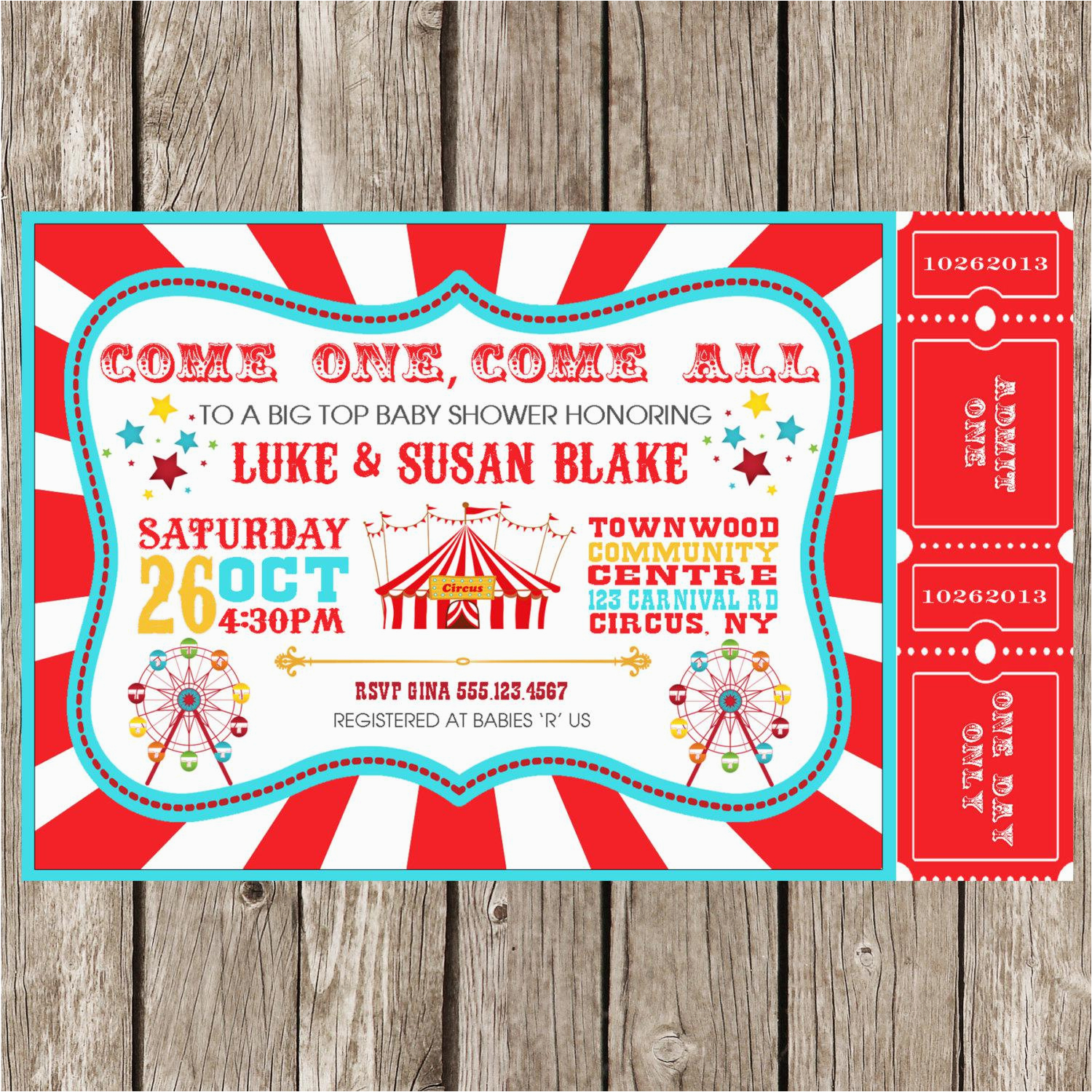 Circus themed Birthday Invites Carnival Party Invitations Party Invitations Templates