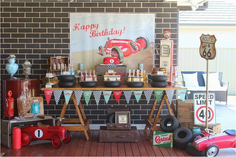 Classic Car Birthday Party Decorations Party Inspirations Vintage Car themed Dessert Table by