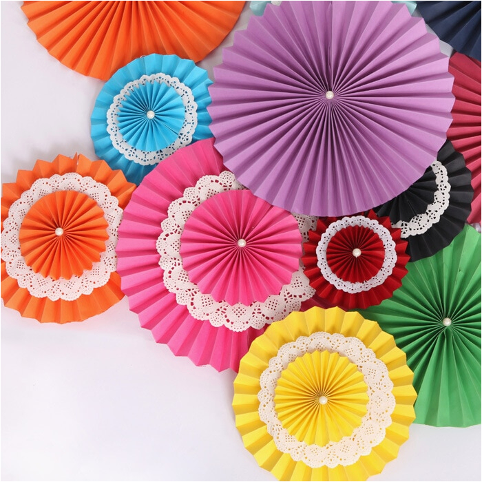 Color Paper Decorations Birthday Aliexpress Com Buy 8 Inches Honeycomb Tissue Paper Fan