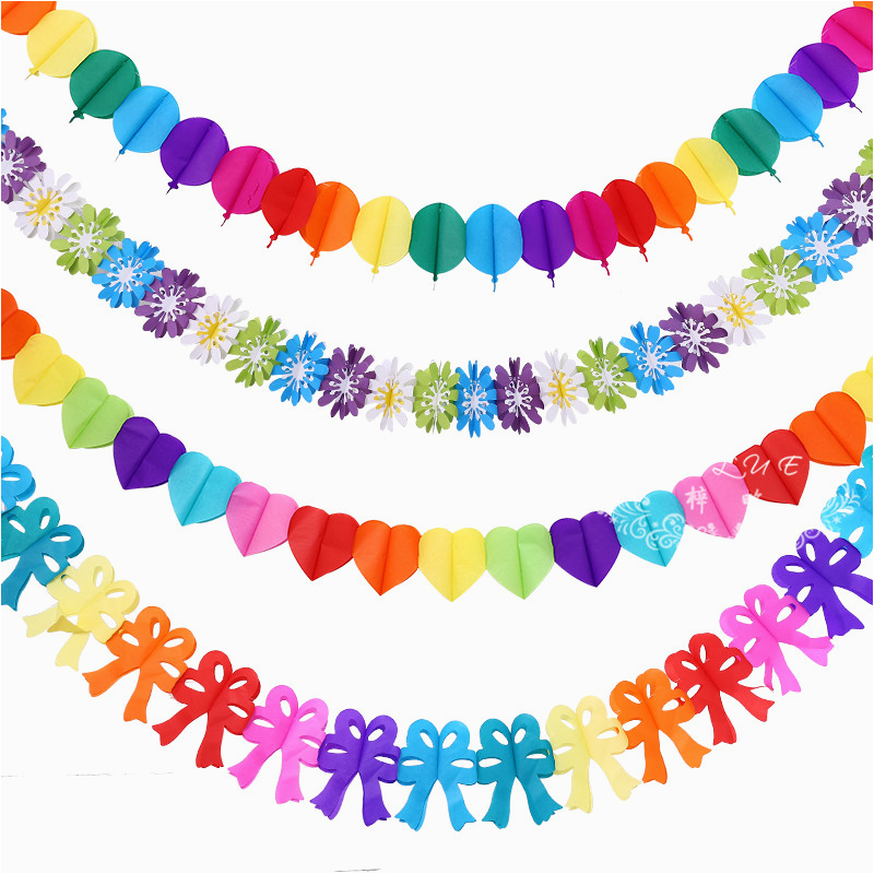 Color Paper Decorations Birthday Hot Sale Chinese Colored Paper Garlands Baby Birthday