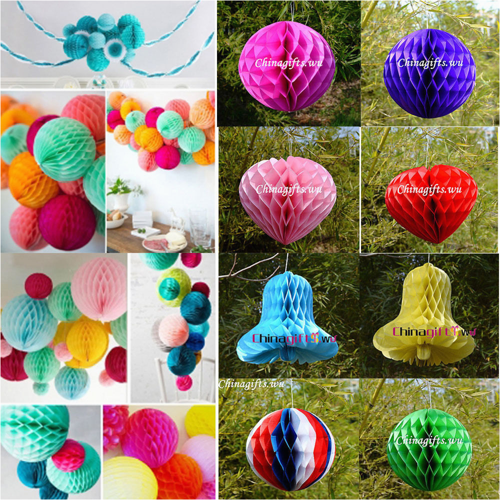 Color Paper Decorations Birthday Wedding Party Honeycomb Paper Lantern Balls Home