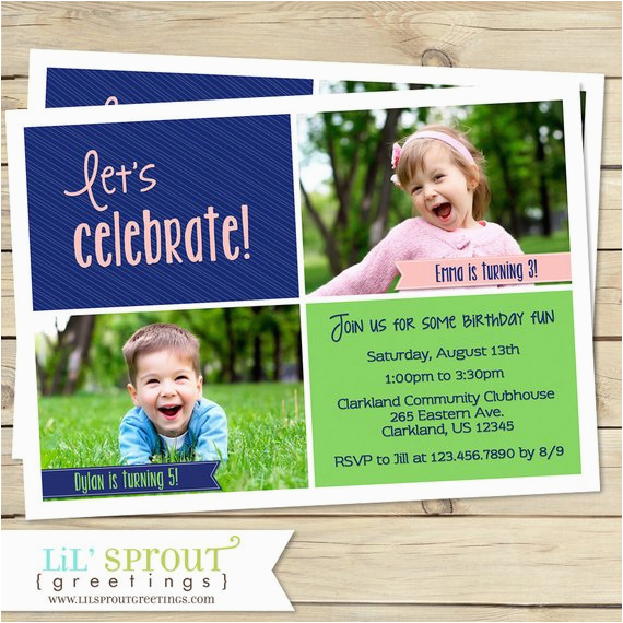 Combined Birthday Party Invitation Wording Joint Birthday Party Invitation Sibling Birthday Invitation