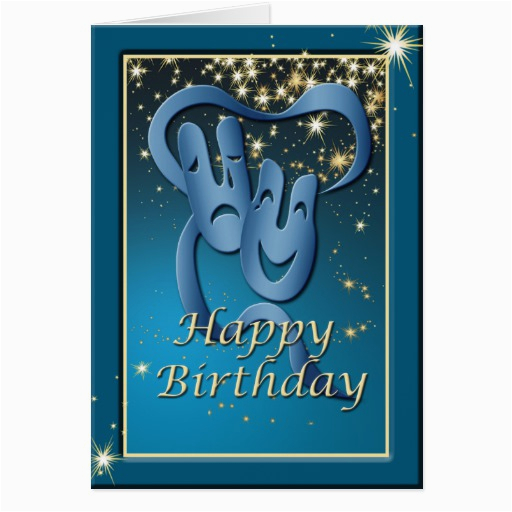 Comedy Birthday Cards Comedy Tragedy Blue theatre Mask Birthday Card Zazzle