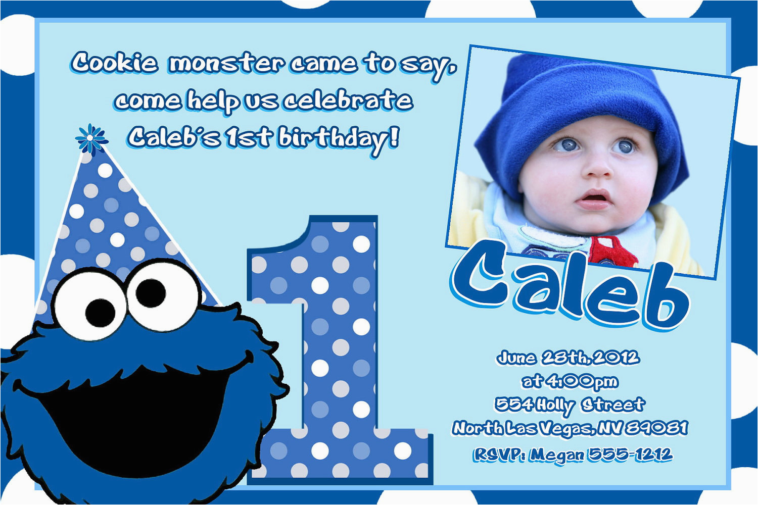 Cookie Monster 1st Birthday Invitations Cookie Monster Birthday Invitations Diy Digital Printable