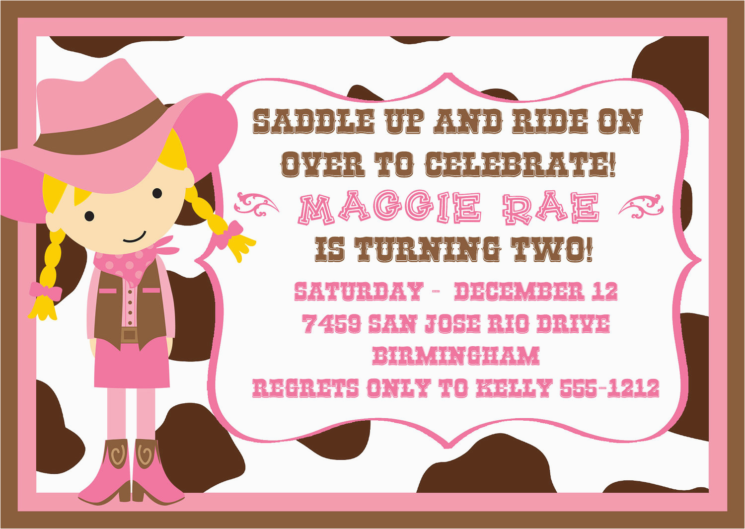 Cowgirl Birthday Invitation Wording Cowgirl Birthday Party Invitations Bagvania Free