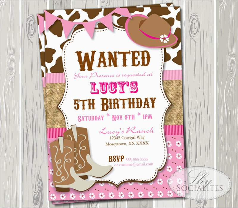 Cowgirl Birthday Invitation Wording Pink Cowgirl Party Invitation Birthday or Baby Shower Cowgirl Birthday Invitation Wording Pink Cowgirl Party Invitation Birthday or Baby Shower