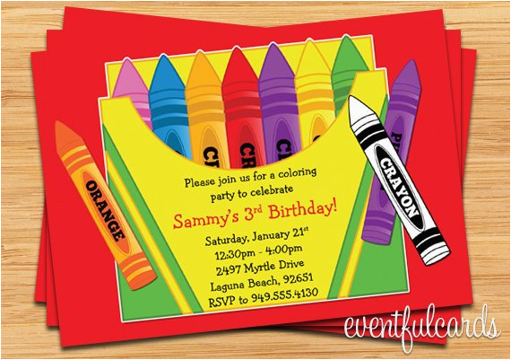 Crayon Birthday Invitations Crayon Birthday Party Invitation for Kids