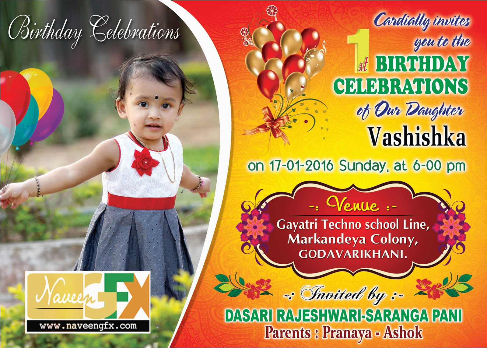 1st Birthday Invitation Template Online Free