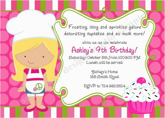 Cupcake Decorating Birthday Party Invitations Cupcake Invitation Cupcake Decorating Party Cupcake Birthday