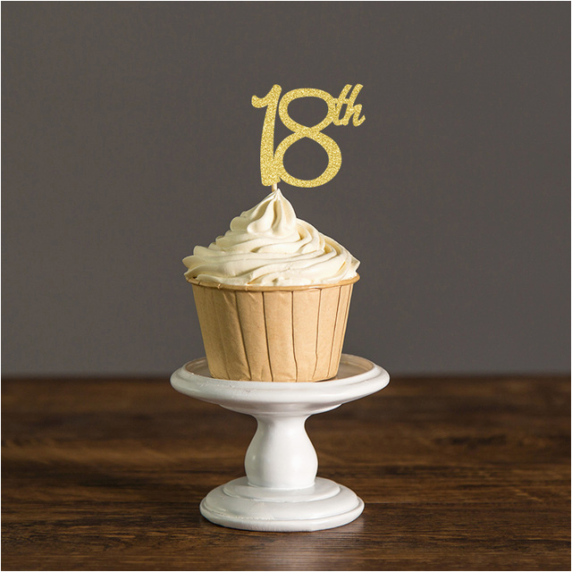 Cupcake Decorations for 18th Birthday 18th Birthday Cupcake toppers Silver Black Gold Glitter