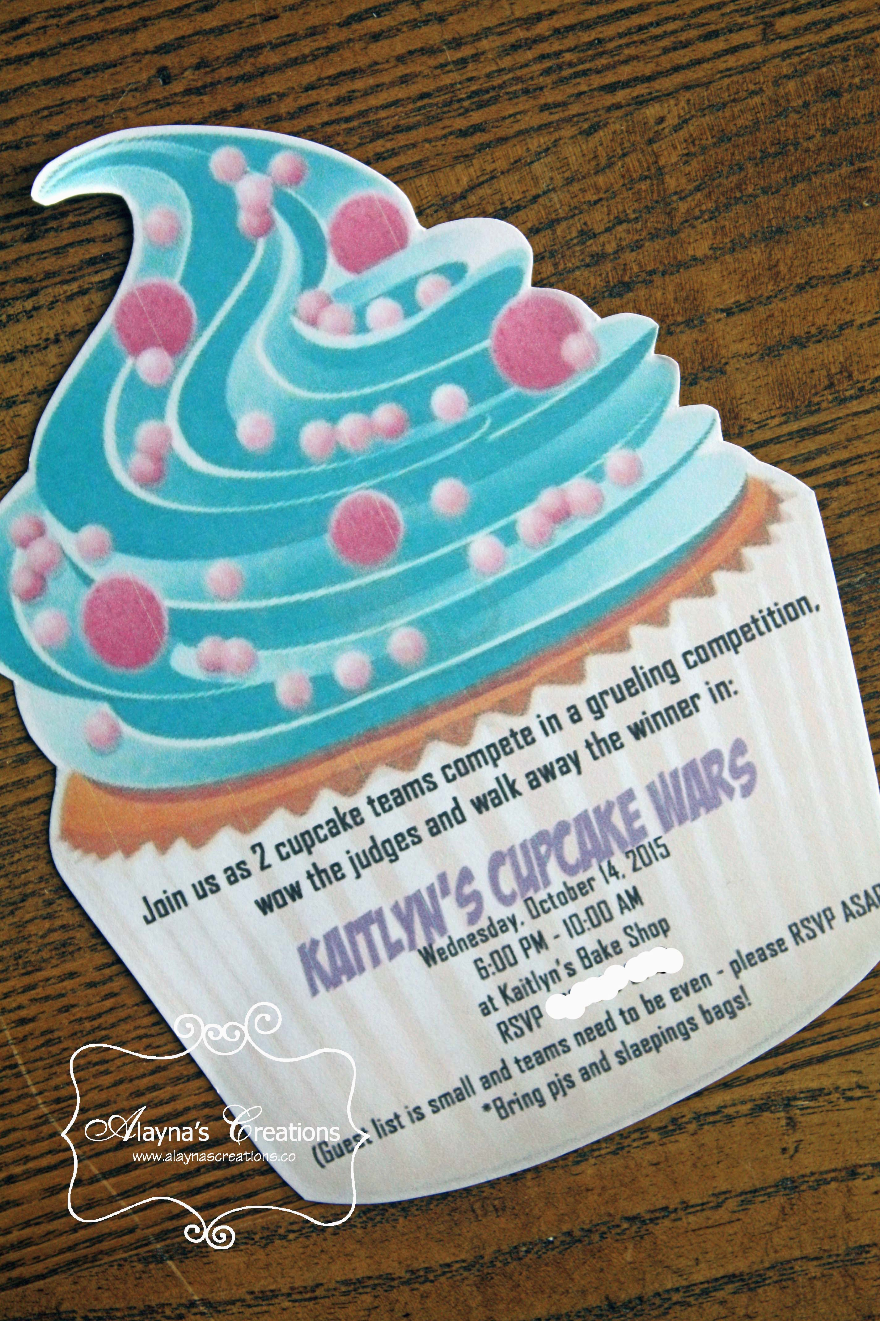 Cupcake Wars Birthday Party Invitations Cupcake Wars Birthday Party Invitation Diy Home Decor