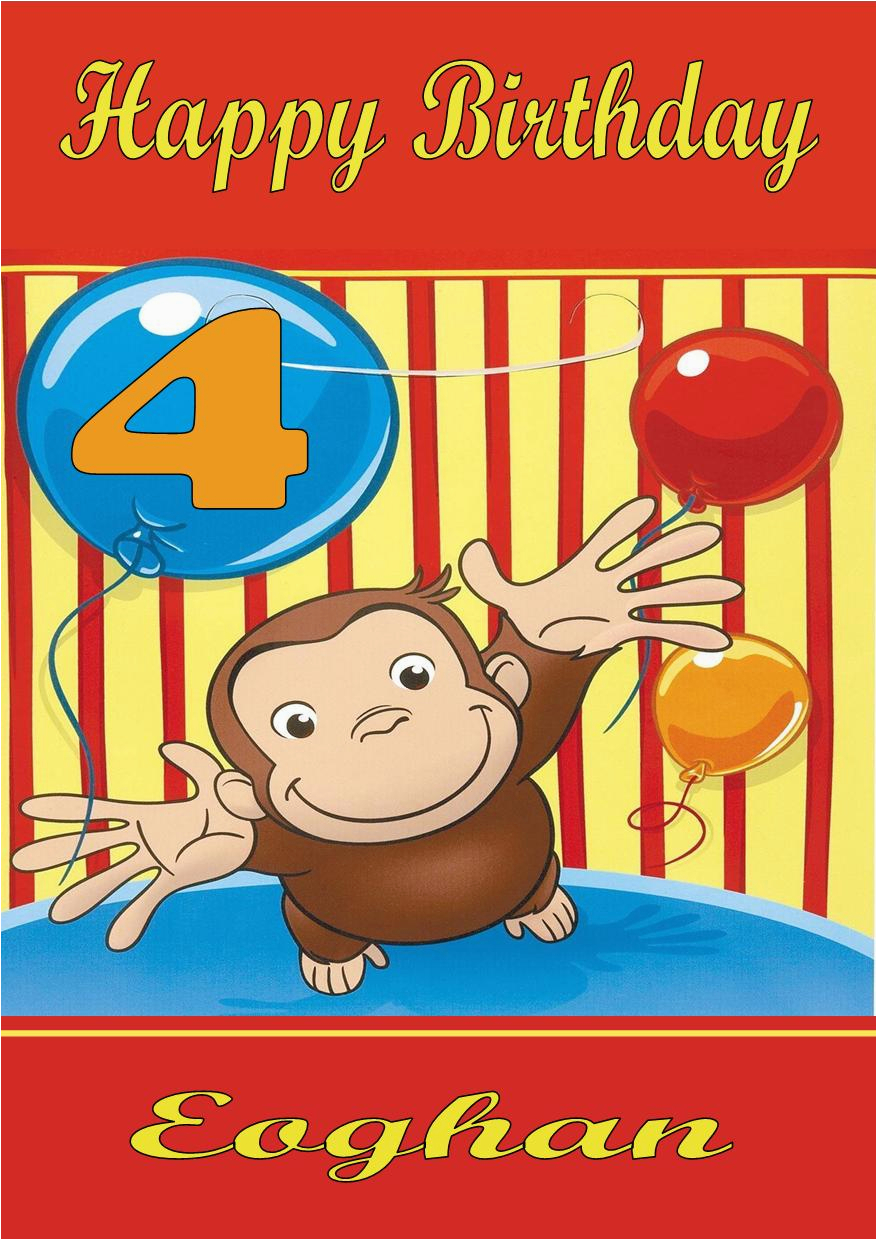 Curious George Birthday Cards Personalised Curious George Birthday Card
