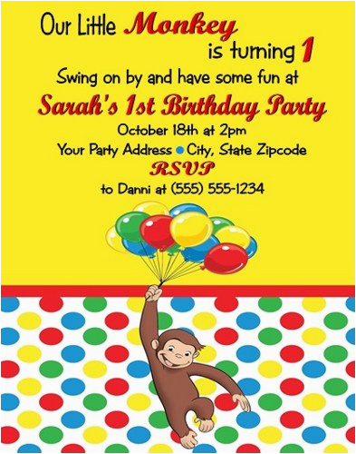 Curious George Personalized Birthday Invitations Curious George Personalized Birthday Invitations