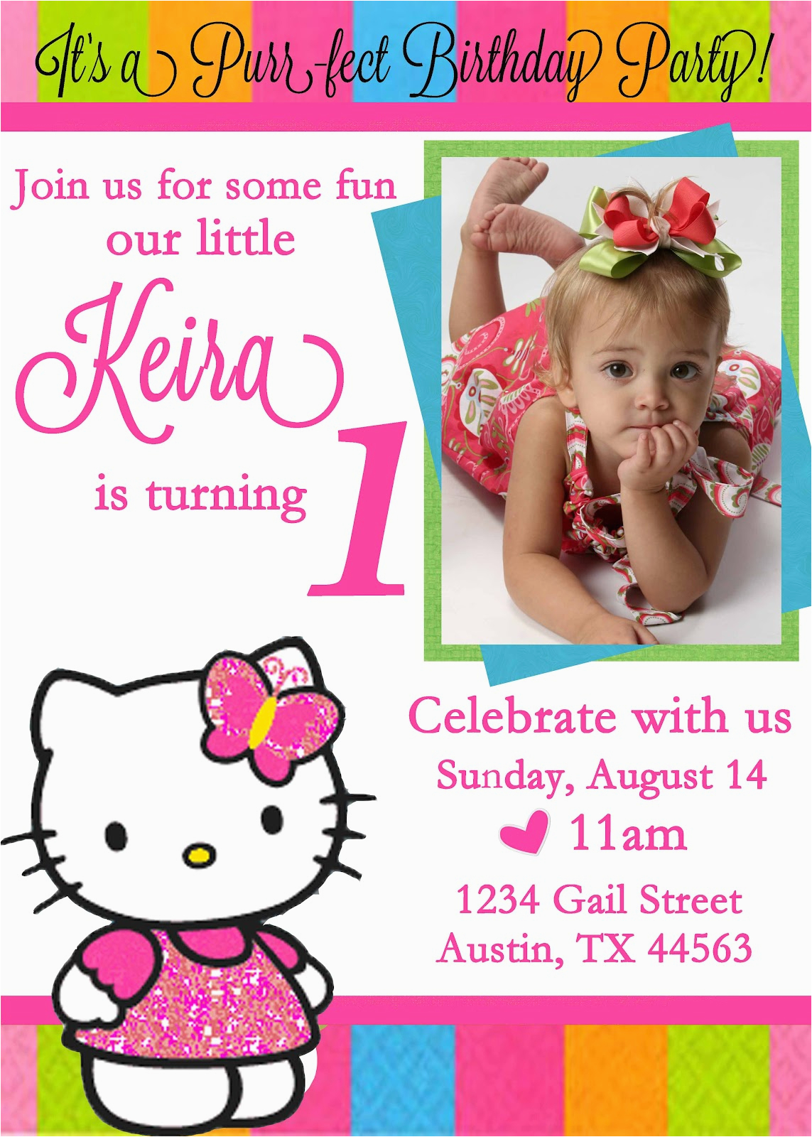 Custom Birthday Invitations with Photo Free Personalized Hello Kitty Birthday Invitations Free