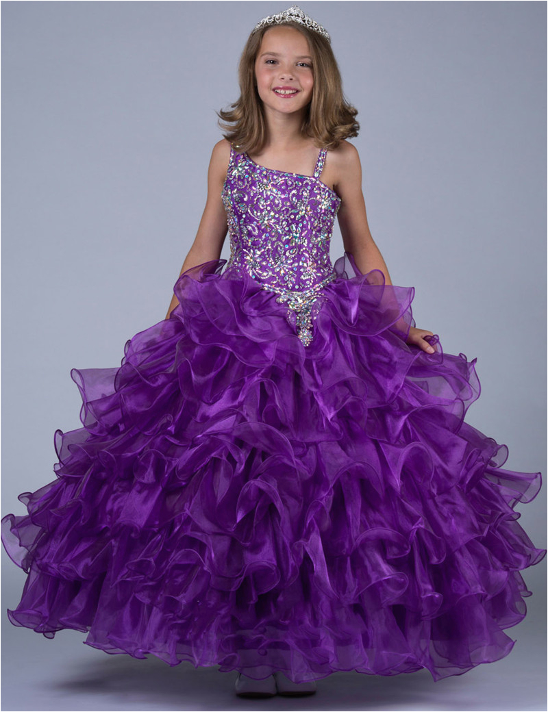 Custom Made Birthday Dresses Little Girls Pageant Dresses Sequins Beading Long Kids