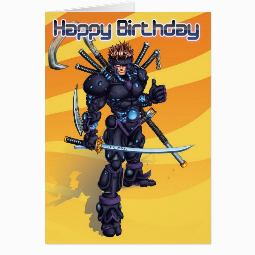 Cyber Birthday Cards Cyber Samurai Birthday Greeting Card Zazzle