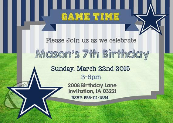 Dallas Cowboys Birthday Party Invitations Dallas Cowboys Birthday Invitation Custom Digital File