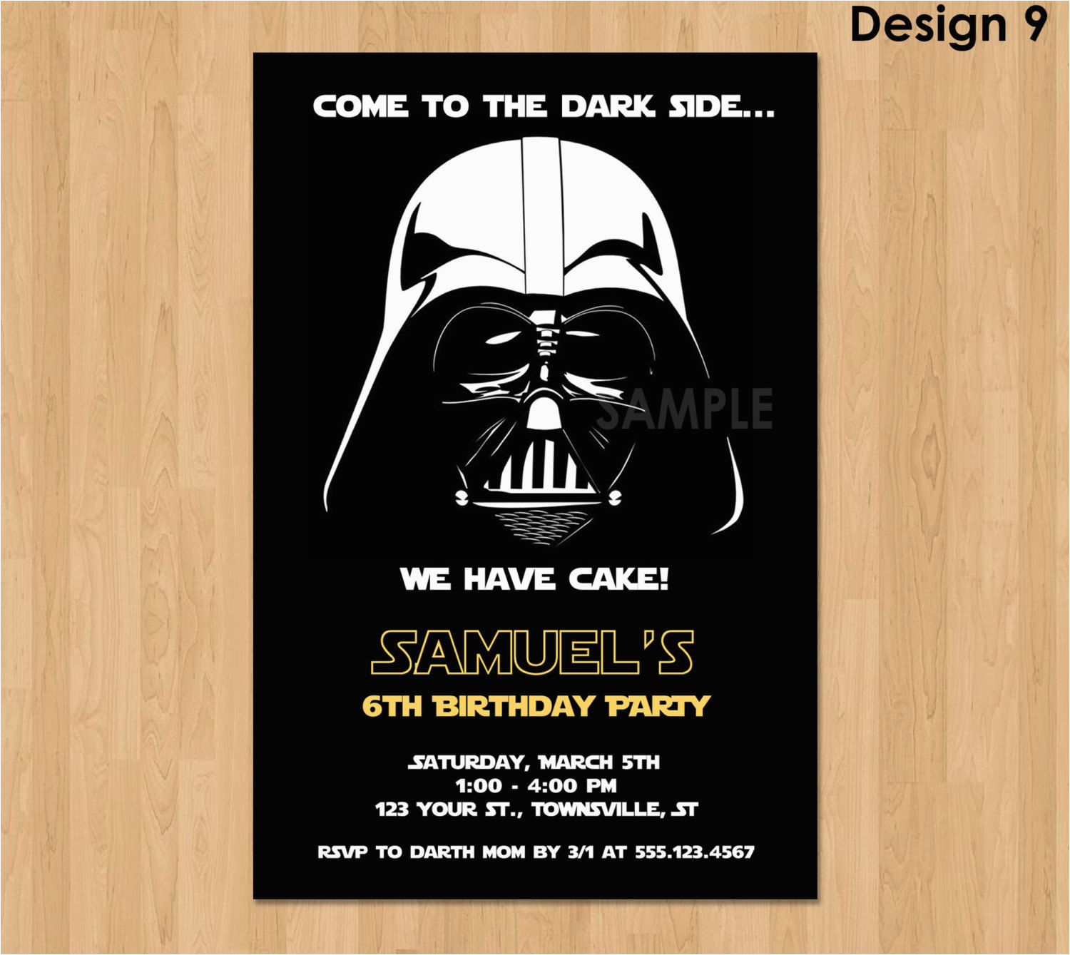 Darth Vader Birthday Invitations Darth Vader Invitation Star Wars Birthday Invitation Star