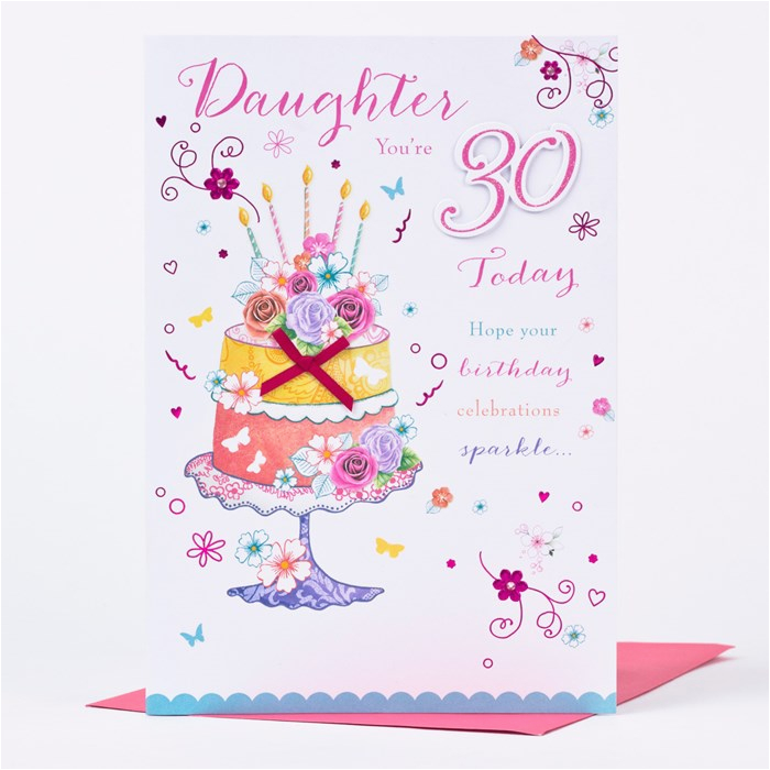 Daughter 30 Birthday Card 30th Birthday Card Floral Cake Daughter Only 1 49