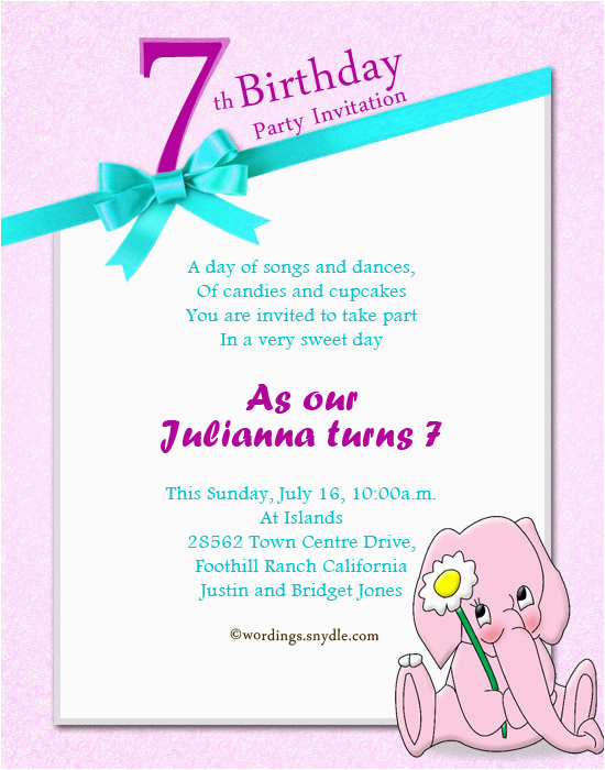 Daughter Birthday Invitation Sms Birthday Message for Daughter Turning 7 First Birthday