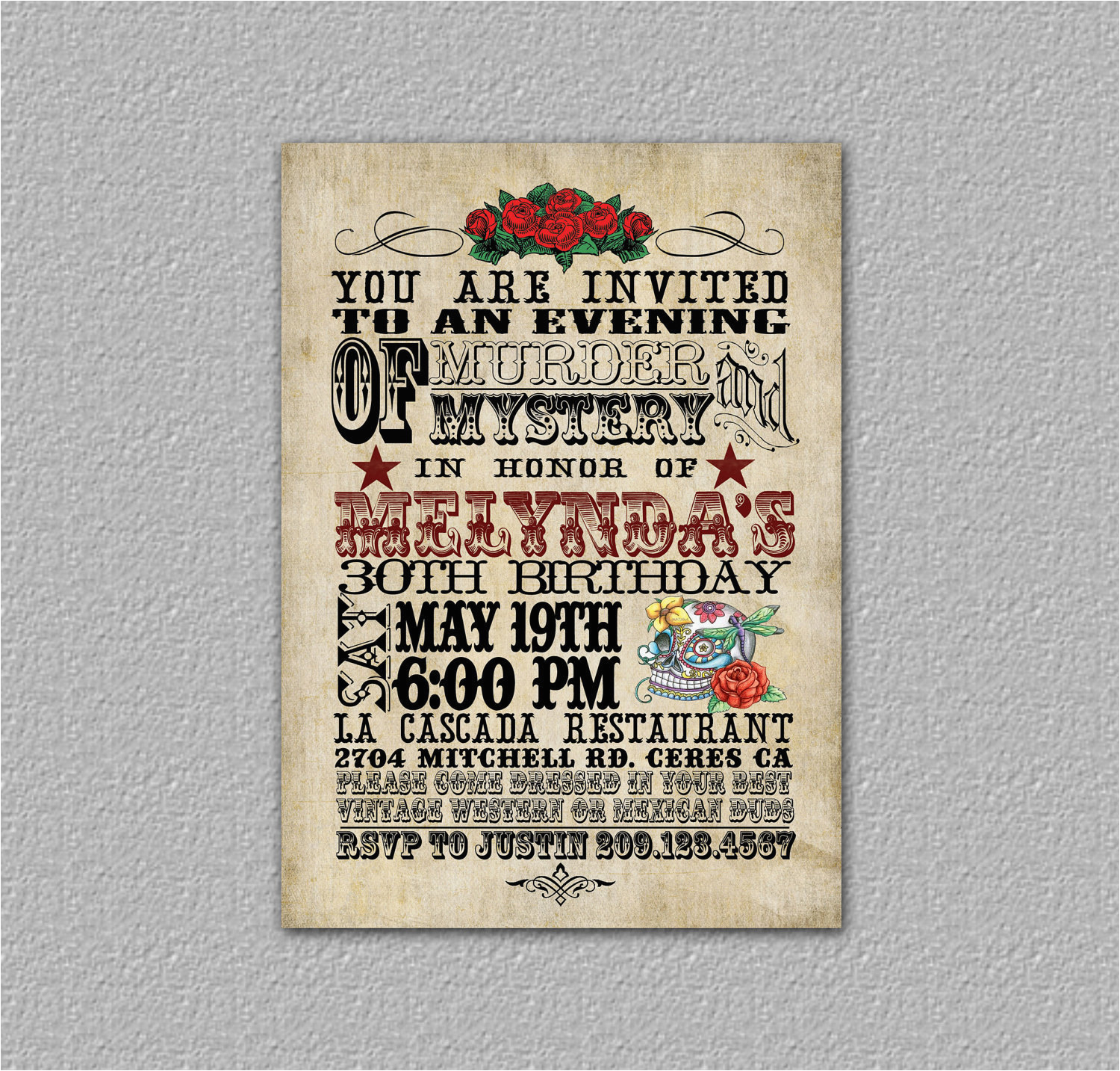 Day Of the Dead Birthday Invitations Items Similar to Western Birthday Invitation Day Of the