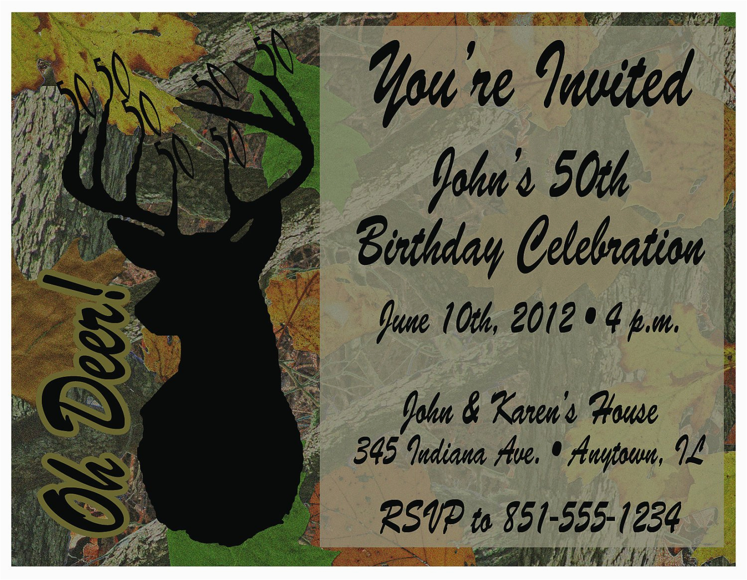 Deer Hunting Birthday Invitations Tree Camo Deer Hunting Printable Birthday Invitations 30th