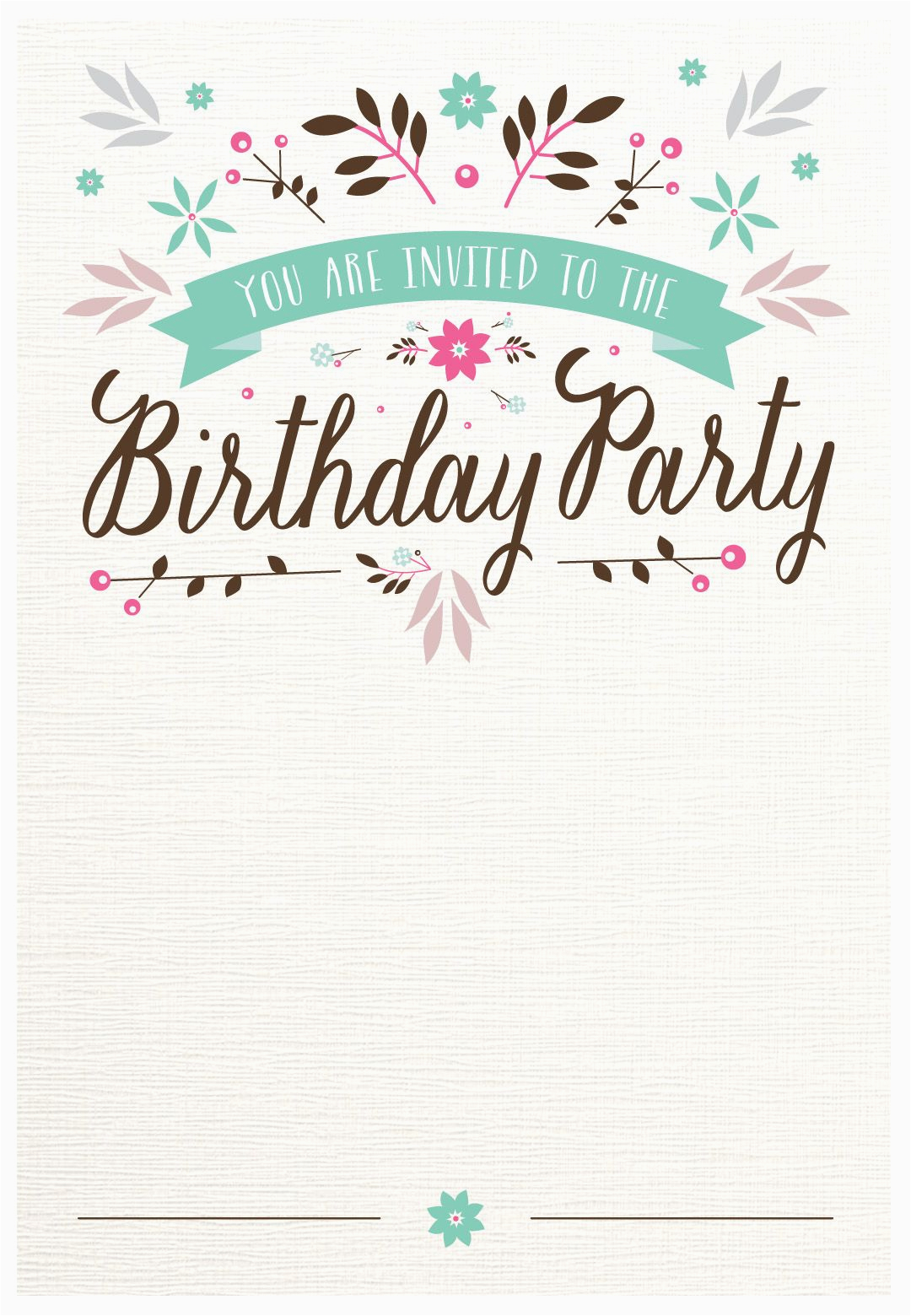 Design Birthday Invitations Online to Print Flat Floral Free Printable Birthday Invitation Template