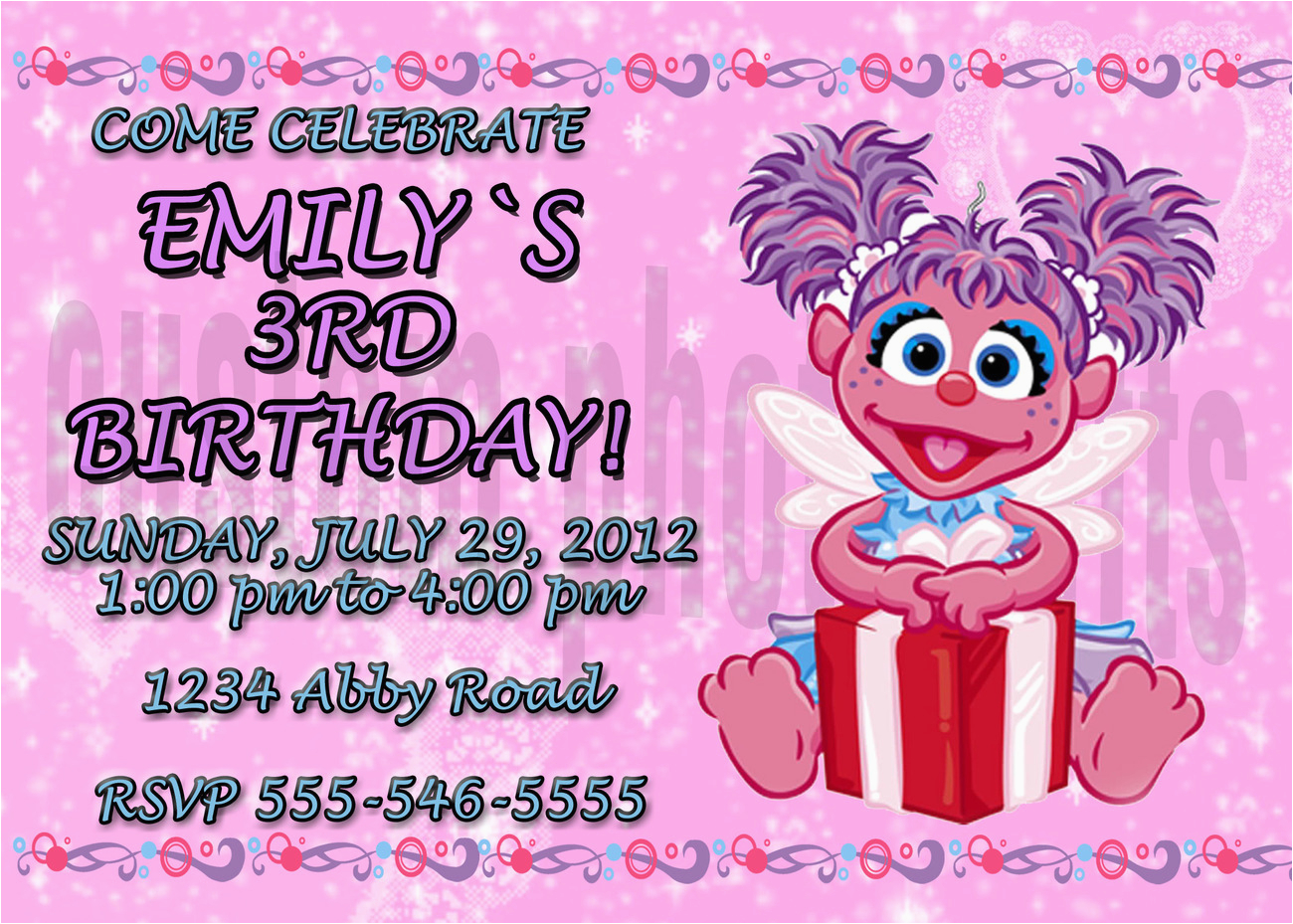 Digital Invitation Card for Birthday Personalized Sesame Street Abby Caddaby Birthday Digital Invitation Card for Birthday Personalized Sesame Street Abby Caddaby Birthday