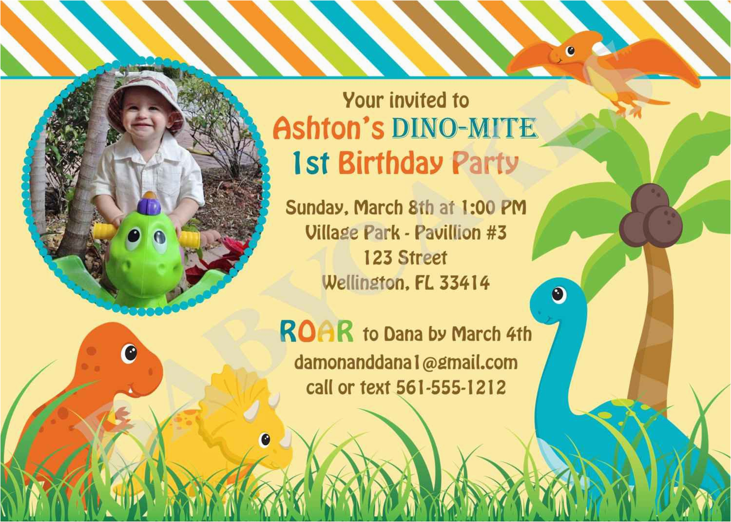 Dinosaur Birthday Invitations with Photo Dinosaur 1st Birthday Invitations Best Party Ideas