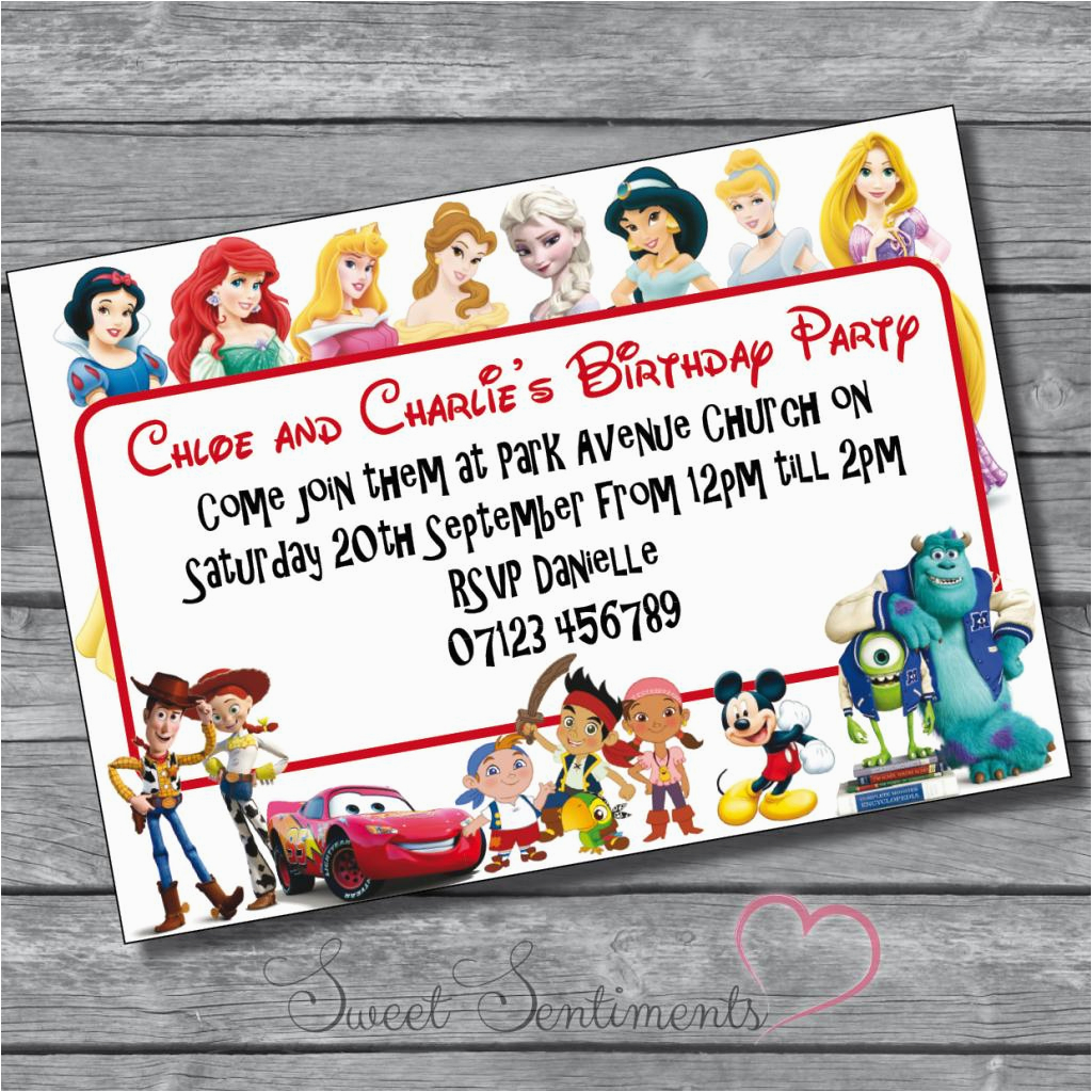 Disney Character Birthday Invitations 12x Boys Girls Disney Character Joint Single Birthday