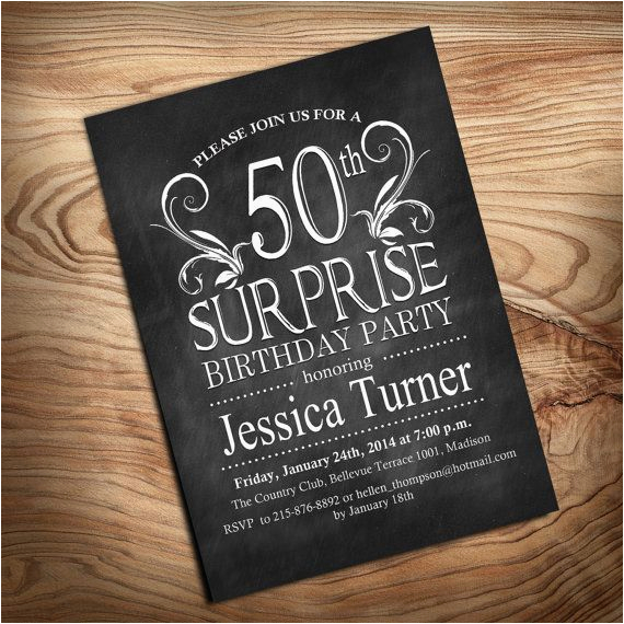 Diy 50th Birthday Invitations 50th Surprise Birthday Invitation Diy by Partyinkstudio