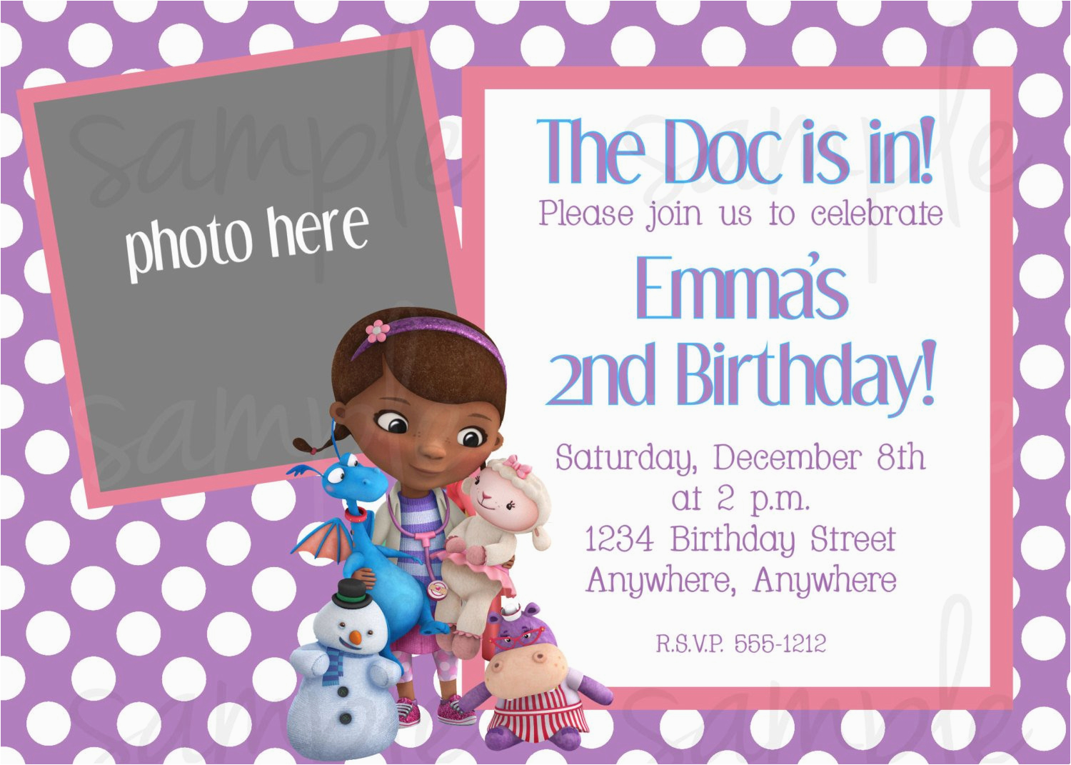 Doc Mcstuffin Birthday Invitations Doc Mcstuffins Birthday Invitation