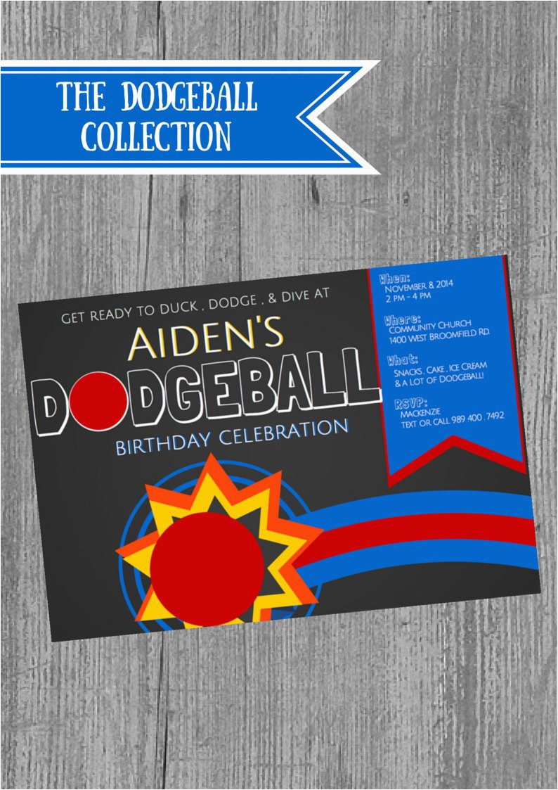 Dodgeball Birthday Party Invitations Dodgeball Birthday Party Invitations Dodgeball theme Boy