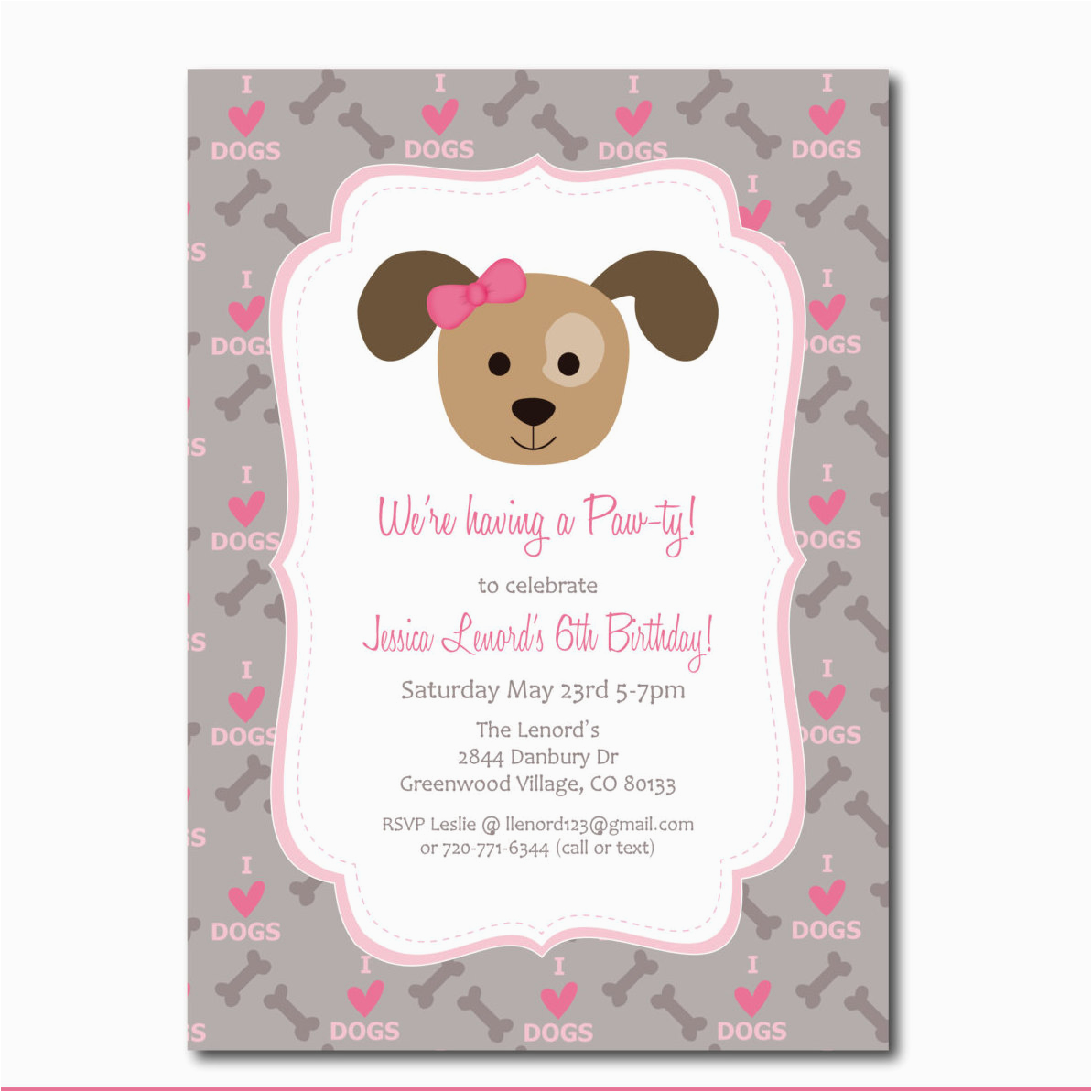 Dog Birthday Party Invitation Templates Puppy Party Invitation with Editable Text Dog Party