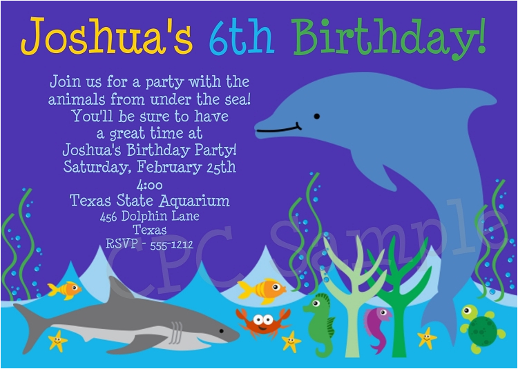 Dolphin Birthday Invitations Dolphin Aquarium Birthday Invitations