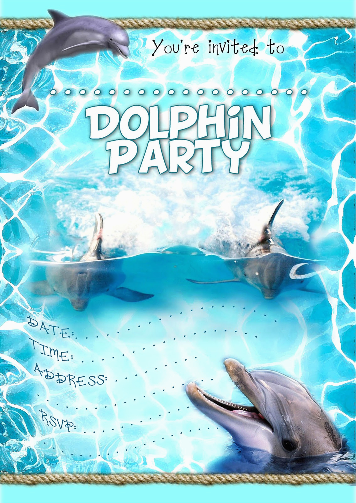 Dolphin Birthday Invitations Printable Free Kids Party Invitations Dolphin Party Invitation