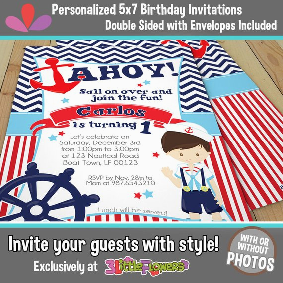 Double Sided Birthday Invitations Nautical Birthday Invitations Nautical Party Invitations