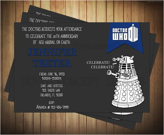 Dr who Birthday Invitations Novel Concept Designs Doctor who Birthday Invitations