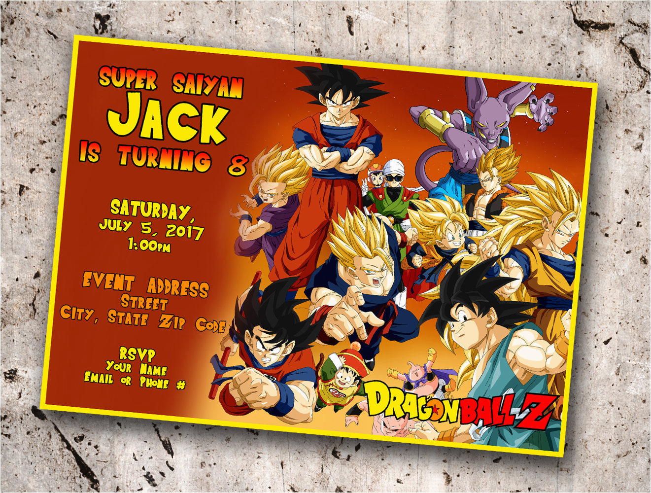 Dragon Ball Z Birthday Invitations Dragonball Z Personalized Birthday 