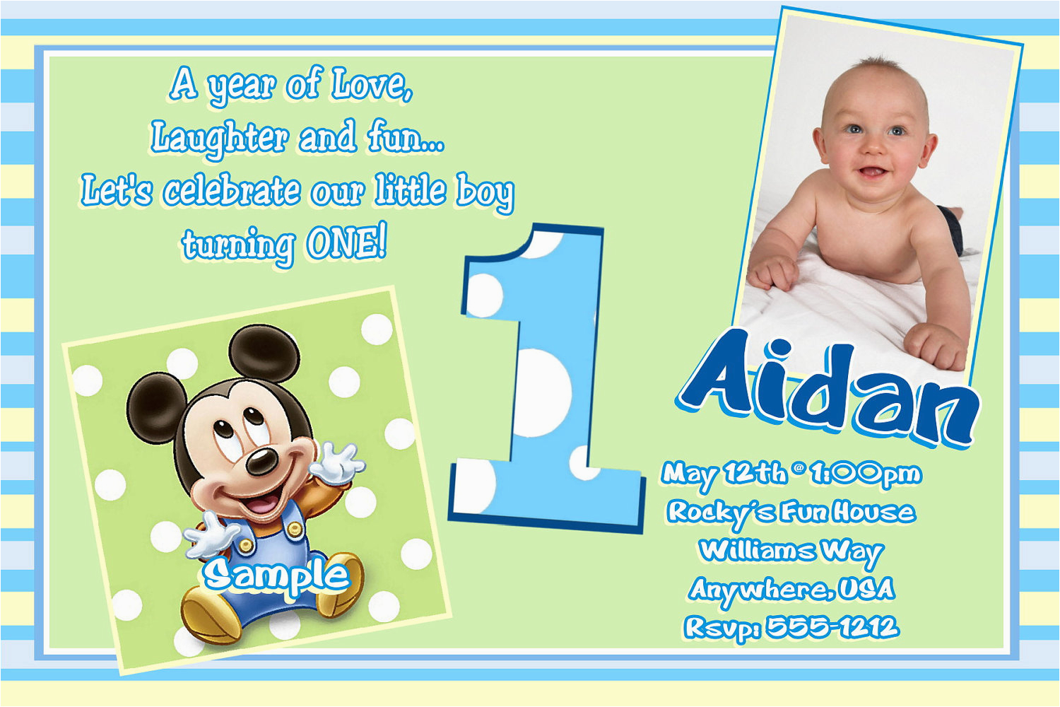 E Invitation for Baby Birthday Free Printable Mickey Mouse 1st Birthday Invitations