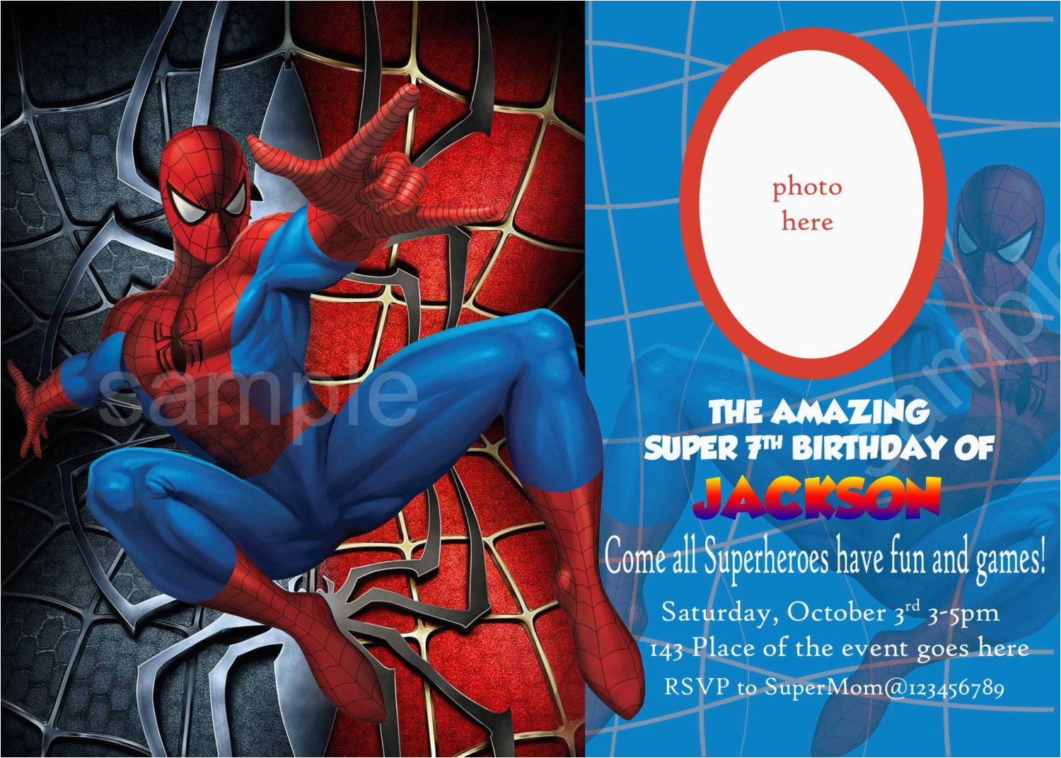 Blank Free Editable Spiderman Birthday Invitation Templates